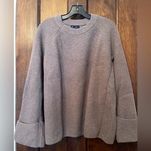 GAP CashSoft Shaker Boyfriend Sweater L Large Taupe Almond